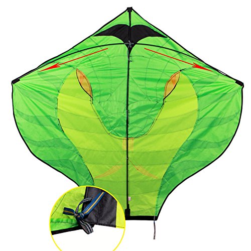 Besra 16m Large Cobra Snake kite 52ft Colorful Rattlesnake Kite with 15m Long Tails Outdoor Fun Sports with Flying Tools (Green) - Thumbnail 5