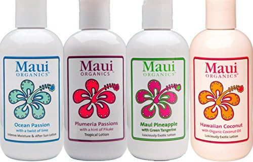 Maui Organic All Natural Body Lotion Gift Set for Woman 4pk Hawaiian Islands 34oz
