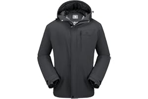 CAMEL CROWN Men's Winter Coat Waterproof Ski Jacket Hooded Windbreaker with Thermal Insulated for Snow Rain Hiking Outdoor