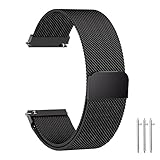 Fullmosa Compatible Samsung Gear S2 Classic Watch Band, 7 Colors 20mm Milanese Bracelet Watch Strap with Quick Release Pins Compatible Huawei Watch 2 /Moto 360 2nd Gen,Black