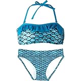 Bandeau Bikini Set, Tidal Teal Top, Tidal Teal Bottom, Girl's Large