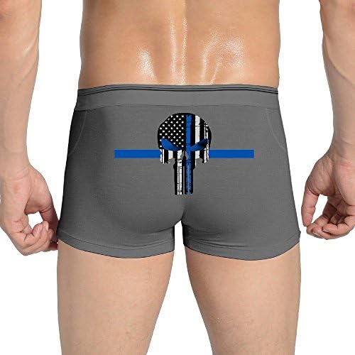 Men's Thin Blue Line The Punisher Logo Fashion Ultimate Comfort Soft Seamless Boxer Briefs Ash US Size M