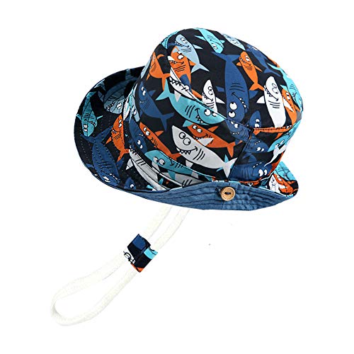 ORVINNER Baby Boys Girls UV Protection Sun Hat Toddler Kids Breathable Animal Bucket Hats for Spring Summer Beach Navy/Shark, M (12-24 Months)