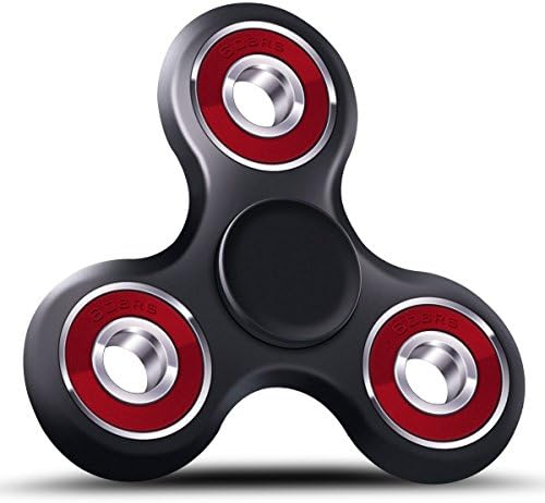 EDC Tri Fidget Spinner Spinning 3mins+ Finger Stress Reducer Toy for Boredom, Anxiety, Focusing (Black Red)