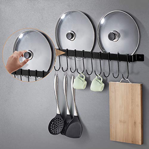 XChef Kitchen Rail with 15 S Hooks, 26inch Utensil Rack Wall Mounted
