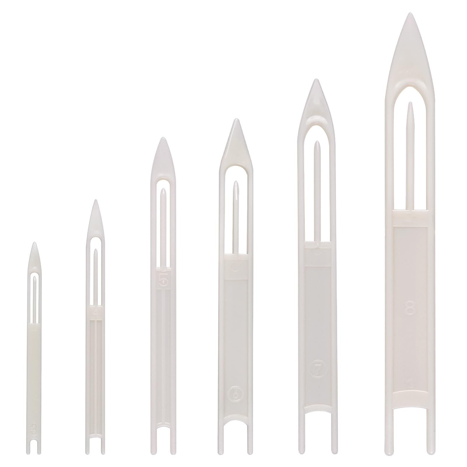 JSHANMEI 6Pcs Fishing Repair Netting Needle Shuttles Tool Fishing Line Equipment Hard Plastic Fishing Accessories Size:3#,4#,5#,6#,7#,8#