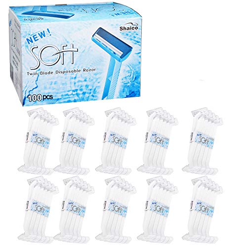 Shaico Soft Twin Blades Disposable Razors Bulk 100 Count/Sha