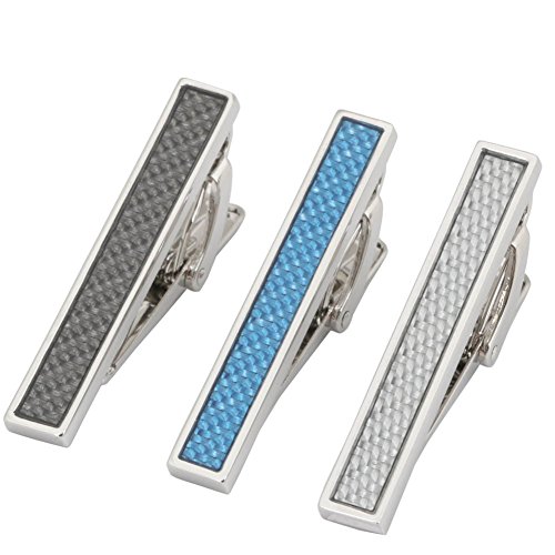 3 Pc Mens Tie Bar Clip Set Trendy Skinny 1.5 Inch, Gift Box - Thumbnail 2