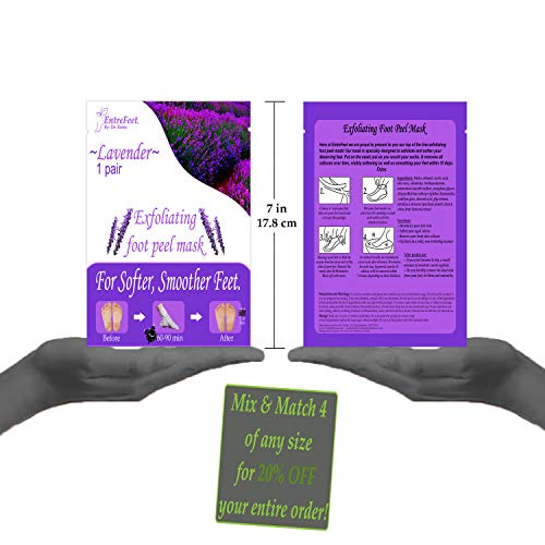 Dr. Entre's Foot Peel Mask | 2 Pairs | Baby Soft Feet in Just 7 Days, Lavender Exfoliating Callus Remover, Free Foot Care E-Book Included