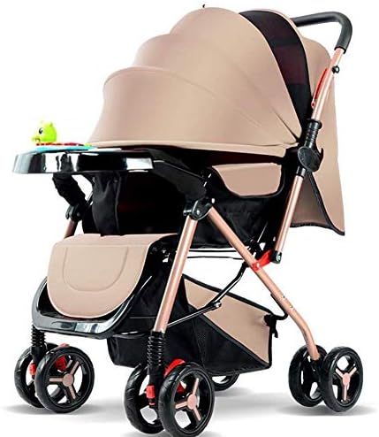 JJJJD Baby carriage Baby Strollers - Foldable Pushchair W/ 5- Point Safety Harness, Can Sit Reclining Stroller Foldable Four -Wheel Shock, Bearing Weight 25kg
