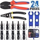 Glarks MC3 MC4 Crimper Solar Crimping Tools for 2.5/4/6mm² Solar Panel PV Cable with 6 Pair MC4 Solar Panel Connector and 1 Pair Solar MC4 Connector Assembly Tool Spanner Wrench and a Wire Stripper