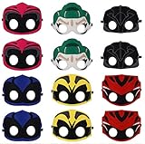 All Star Games Pretend Felt Masks for Power Rangers Party - 12 Masks - Comfortable, One-Size-Fits-Most Design - Premium Quality Eco-Felt and Fleece. Perfect for Birthday, Gift, Cosplay!
