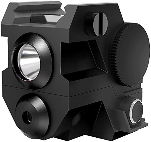 WP Mini Tactical Flashlight Sub Compact Rail Mount Green Laser Sight with High Lumen CREE LED Flashlight Light Integrated Combo with Strobe for Pistol Rifle Gun Black