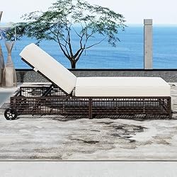 MoBtovs Rattan Outdoor Lounge Chair with 5-Position