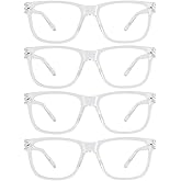 WEMOOTANTS 4 Pack Reading Glasses with Spring Hinges, Rectangle Readers for Women Men 1.0 1.25 1.5 1.75 2.0 to 4.0