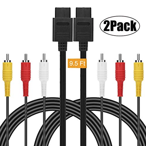 AV Composite Cable - 2.4M 9.5 Feet N64 AV Cable Composite Retro TV Audio Video Standard Cords Wire Cable for Nintendo 64 TV Games HDTV SNES Gamecube GC (2 Packs) by FENGWANGLI