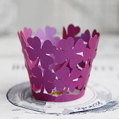 60 Pcs Purple Four Leaf Clover Paper Baking Cups Muffin Cake Cup Cases Set Cupcake Carrier Christmas