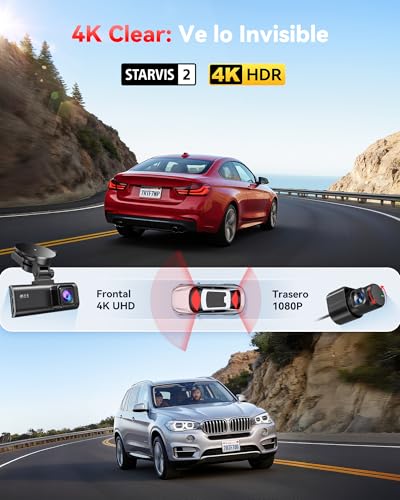 REDTIGER 4K Dashcam para Auto, 5.8GHz Wi-Fi6 GPS, SD 128GB Incluida, STARVIS 2, HDR, Pantalla IPS de 3.18",Gran Angular, Visión Nocturna, Grabación en Bucle, Sensor G, Soporta 512GB MAX(F7NP)