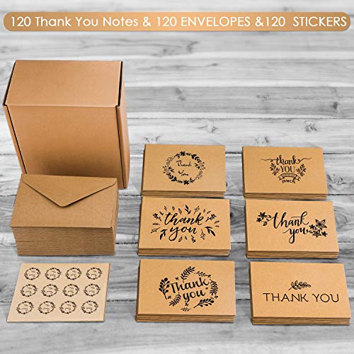 Thank You Cards Set of 120 - Includes Thank You Notes,Brown Kraft Blank Cards with Envelopes & Stick - //medicalbooks.filipinodoctors.org