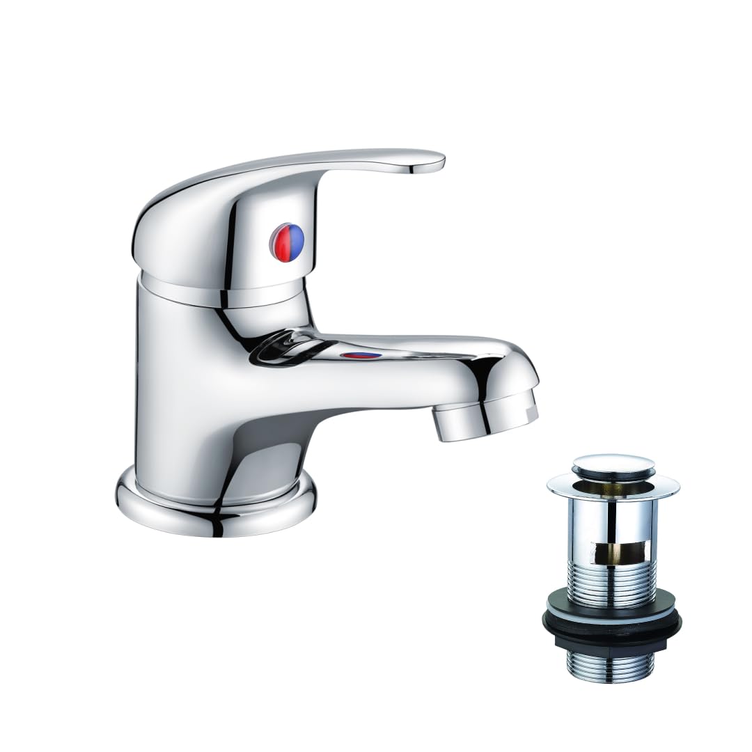 iBathUK | Chrome Basin Sink Monobloc Mixer Tap Small Modern Bathroom Lever Faucet TB114