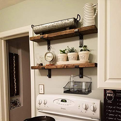 image for LuckIn Lip Shelf Brackets 8 in x 4 in, Forged Steel Shelf Bracket, Hea