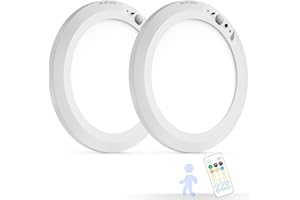 KOOPALA Battery Operated Auto Motion Sensor LED Celling Lights Set of 2, Smart Body Sensor Ceiling-mounted Lamps Fixture with 3 Colors/Brightness, Motion Detection Magnetic Celling Lights for Closet Shower