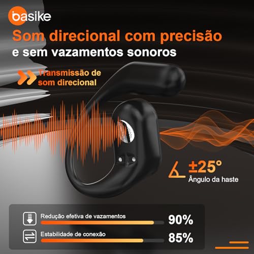 Fone De Ouvido Bluetooth Esportes, Basike T7, IPX6/OWS, Tela LED Dupla, Fone de Ouvido Estéreo Hi-Fi, Suporta Chamadas de Voz, 60 Horas em Standby Para Corrida e Exercícios ao Ar Livre (PRO Preto)