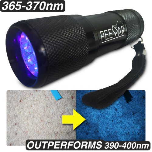 PetÂ UrineÂ DetectorÂ 365NMÂ BlackÂ LightÂ Flashlight:Â PeeDarÂ -Â PrecisionÂ UVÂ LEDÂ PeeÂ FinderÂ Tool.Â LocateÂ Cat/Dog/AnimalÂ Stains.Â Uses:Â Hotel Inspection, Security Marks.Â 365NMâ€“370NMÂ FindsÂ InvisibleÂ UrineÂ Fast