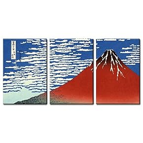 3 Panel World Famous Painting Reproduction Red Fuji...