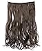 SWACC Straight/Curly Halo Wire Hidden Hairpiece Flip Synthetic Hair Extensions NO Clip Ins 80G (20-Inch Curly, Medium Ash Brown-8#)
