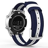 MoKo Gear S3 Watch Band, Fine Woven Nylon Adjustable Replacement Band Sport Strap for Samsung Gear S3 Frontier / S3 Classic/Galaxy Watch 46mm / Moto 360 2nd Gen 46mm Smart Watch, Blue & White