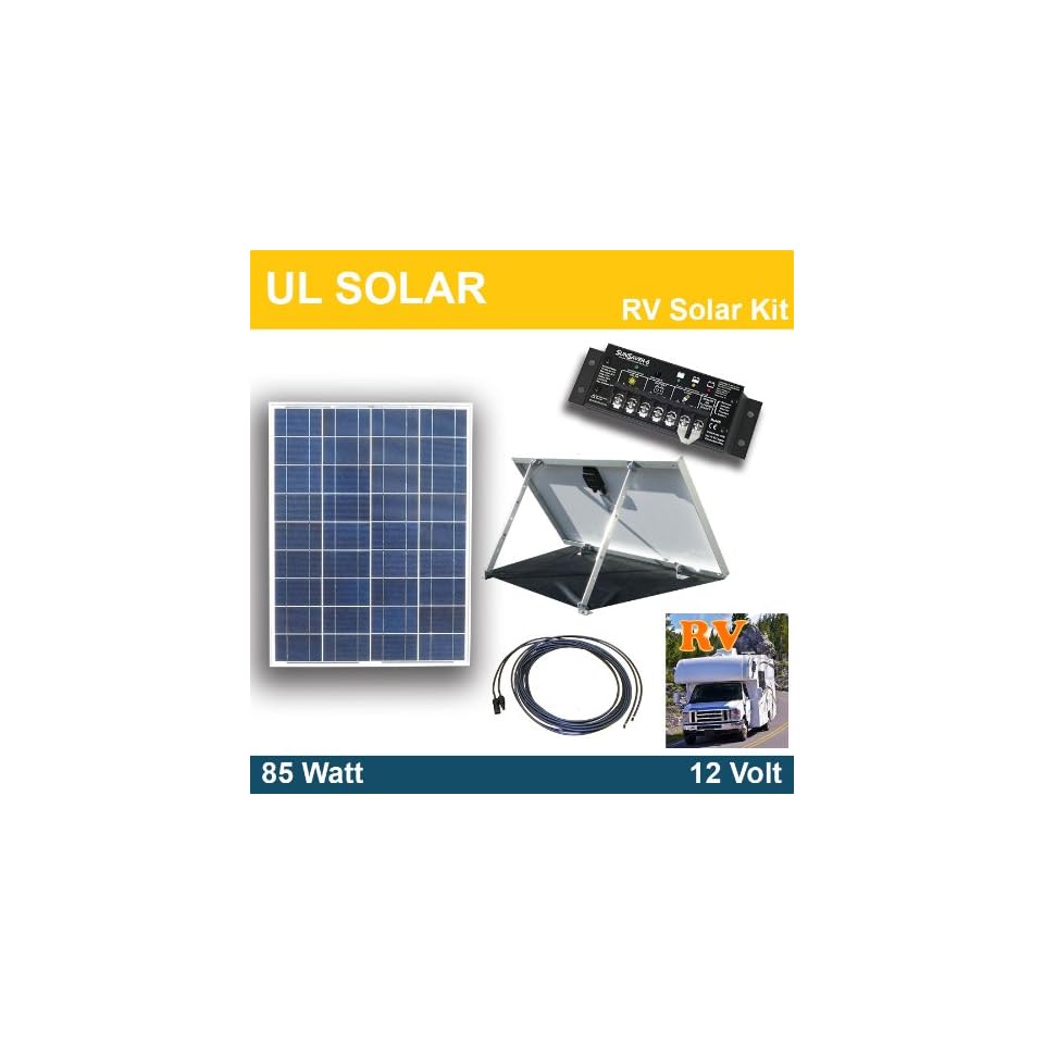 RV Solar Power Kit 85 Watt 12 Volt with Tilt Mount Morningstar 6.5 Amp Charge Controller on