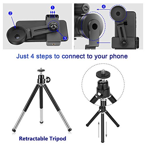 Monocular Telescope, 12 X 42 HD Compact Monocular with Phone Adapter and Metal Tripod, Waterproof Fog-Proof BAK4 Prisms Scope for Adults Bird Watching, Hunting, Camping,Traveling - Thumbnail 6