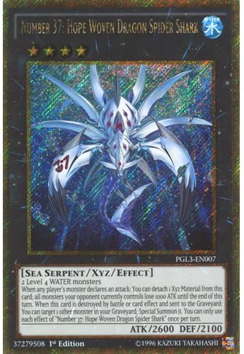 Amazon Com Deckboosters Yugioh Pgl3 En007 1st Ed Number 37 Hope Woven Dragon Spider Shark Gold Secret Rare Card Premium Gold 3 Toys Games