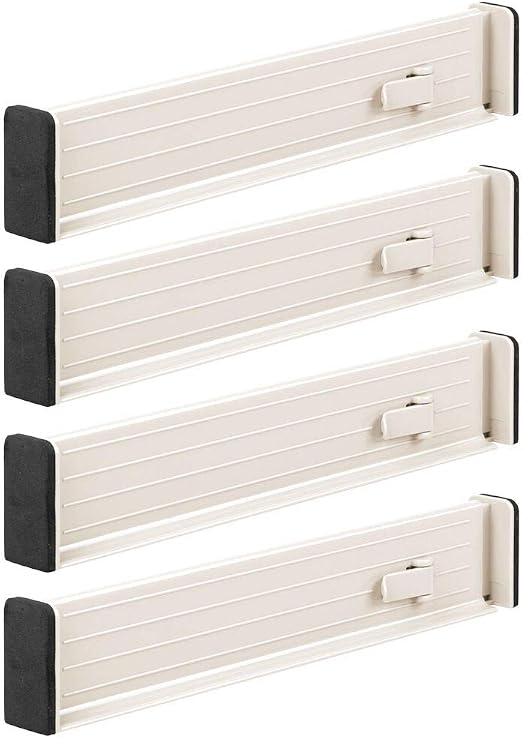 Organisateur De Tiroir MDesign Lot De 4 - Séparateurs Réglables Gris Pour Cuisine, Salle De Bain Ou Chambre