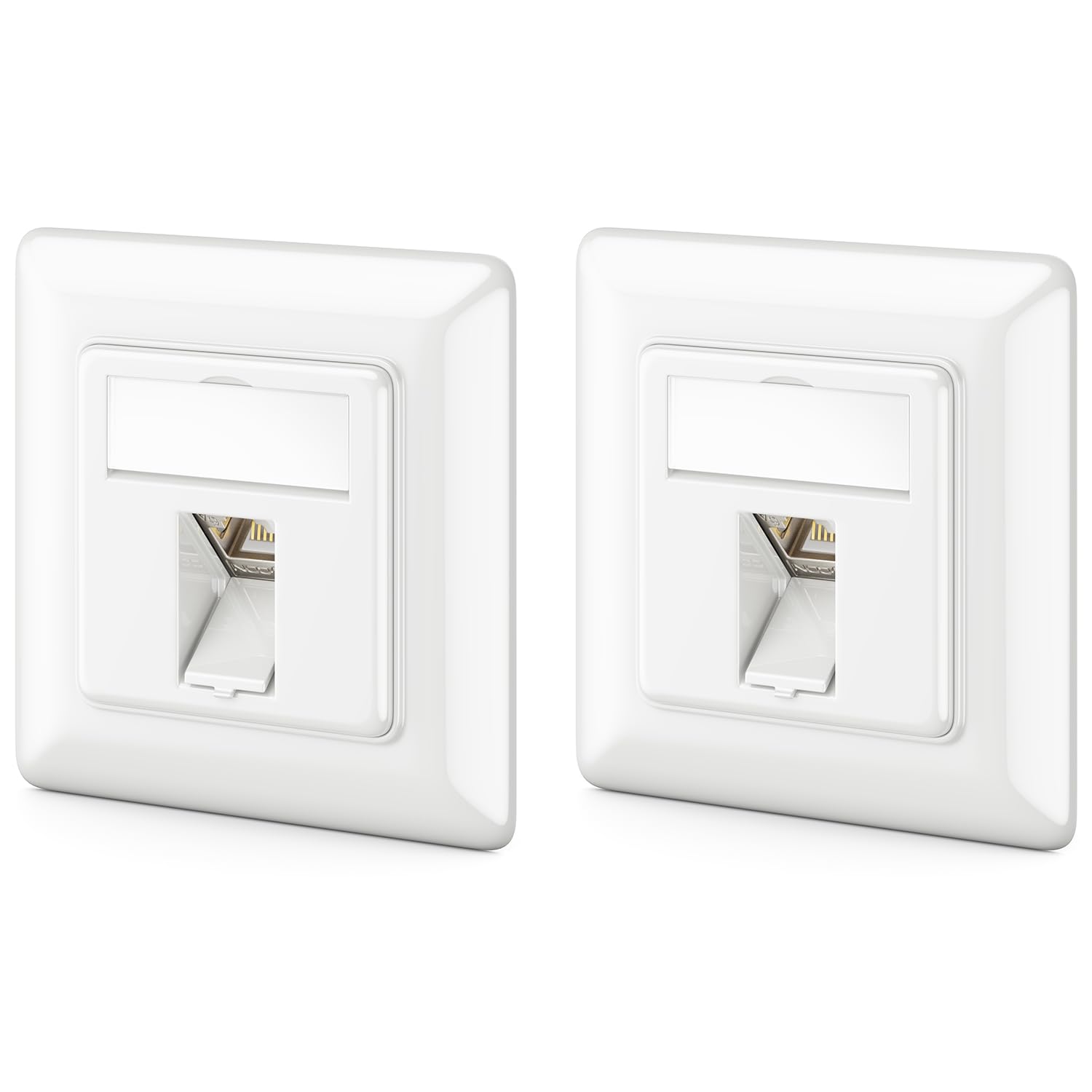 deleyCON 2x CAT6a Network Socket Set Flush-Mounted 2x Network Socket 2x Keystone Module STP Shielded Metal Housing RJ45 Keystone Jack Data Outlet Network Cable