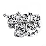 Yumei Jewelry Antique Silver Aromatherapy Diffuser Pendant Cubic Brass Fligree Cage Locket Charms,Pack of 10