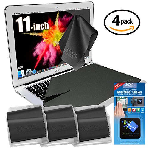 Clean Screen Wizard Microfiber Screen Keyboard Cleaner and Screen Keyboard Protector - 4 PACK (3 XL Cleaning Cloths/Keyboard Covers & Microfiber Sticker for Laptops Tab 11â€ Screen