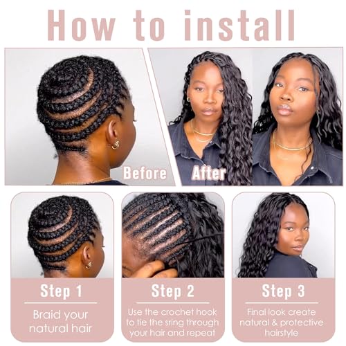 50g/1Pack Miracle Knots Crochet Human Hair, 16 Inch Crochet Human Hair Deep Wave Pre-Separated Invisible Feather Crochet Braids Natural Hair for Black Women (#NA, Deep Wave, 16 Inches)