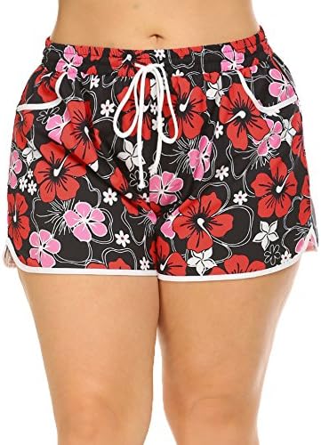 Vestyle Women's Plus Size Quick Dry Boardshort Bathing Suits Swimming Trunks Tropical Volley Beach Shorts