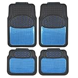 BDK Real Heavy Duty Metallic Rubber Mats for Car SUV and Truck (Blue Black) - All Weather Protection, Trimmable by BDK