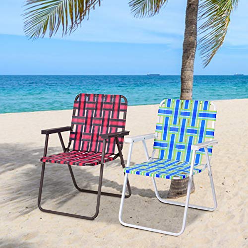 Giantex Beach Chairs Set of 6, Patio Folding Lawn Chairs for Adults