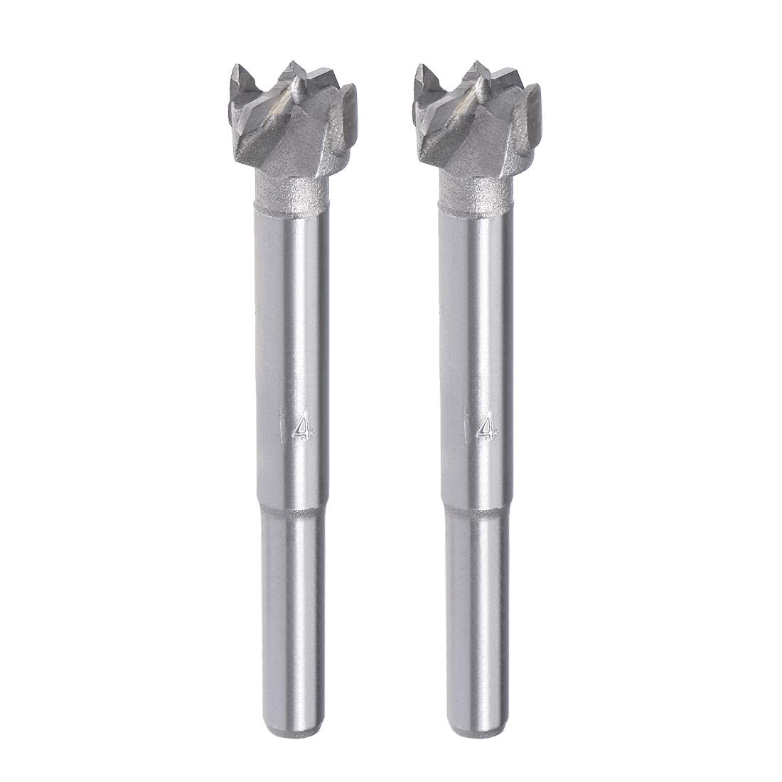 sourcing map Forstner Drill Bits 14mm, Tungsten Carbide Wood Hole Saw Auger Opener Woodworking Hinge Hole Drilling Boring Bit Cutter 2Pcs Gray