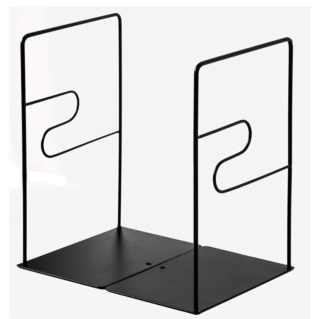 SIPLIV Minimalist Style Bookends Metal Adjustable Books Holder Stand Book Rack Desk Bookend - Z line, Black