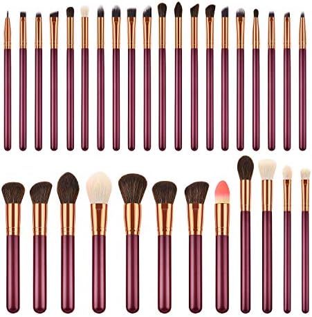 Makeup Brushes Set,Powder Brush,Kabuki,Eyeshadow Blending Brush Kits,Premium Foundation Cosmetic Blending Brushes for Lady(32pcs,Jujube red)