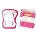 eNilecor Kid's Inline Skating Roller Blading Wrist Elbow Knee Pads Blades Guard Gift for Children's Day, Christmas Pack of 6 (Pink White)