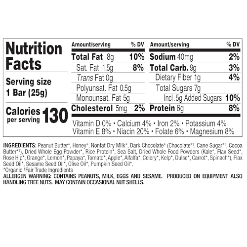 Perfect Bar Mini Dark Chocolate Chip Peanut Butter Protein Bar, Organic, 8 count, 0.88 oz