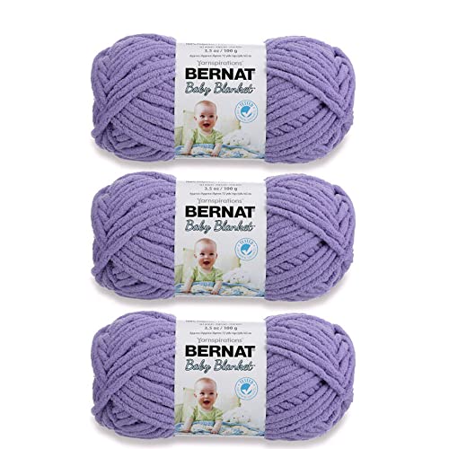 Bernat Baby Blanket Yarn for Crocheting Soft, Lilac, 3-Pack