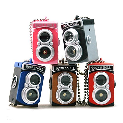 1 X LOCOMO Cute Mini Double Twin Lens Reflex TLR Camera Style LED Flash Light Torch Shutter Sound Keychain - Thumbnail 2