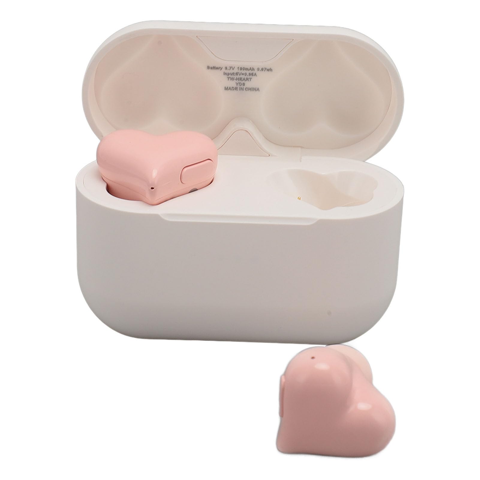 Photo 1 of Bewinner Heart Shaped Cordless Earbud, Noise Canceling Headphones, Bluetooth 5.3 HiFi Stereo Earphones with Charging Case for Gym Office School (Rose)